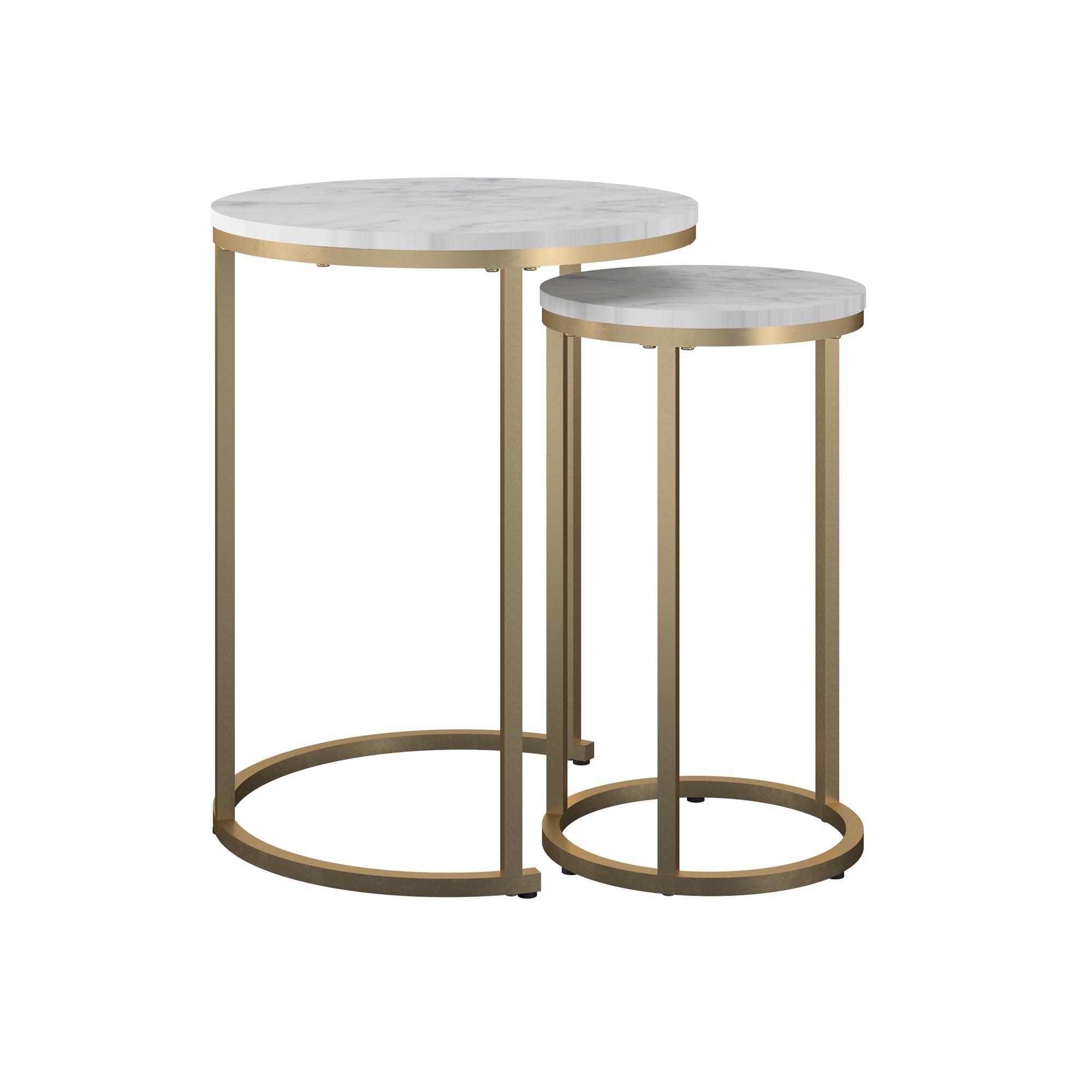 CosmoLiving Amelia Nesting Tables - White marble