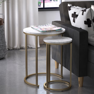 CosmoLiving Amelia Nesting Tables - White marble