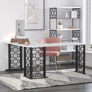 CosmoLiving Ella L Desk - White marble