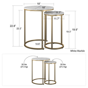 CosmoLiving Amelia Nesting Tables - White marble