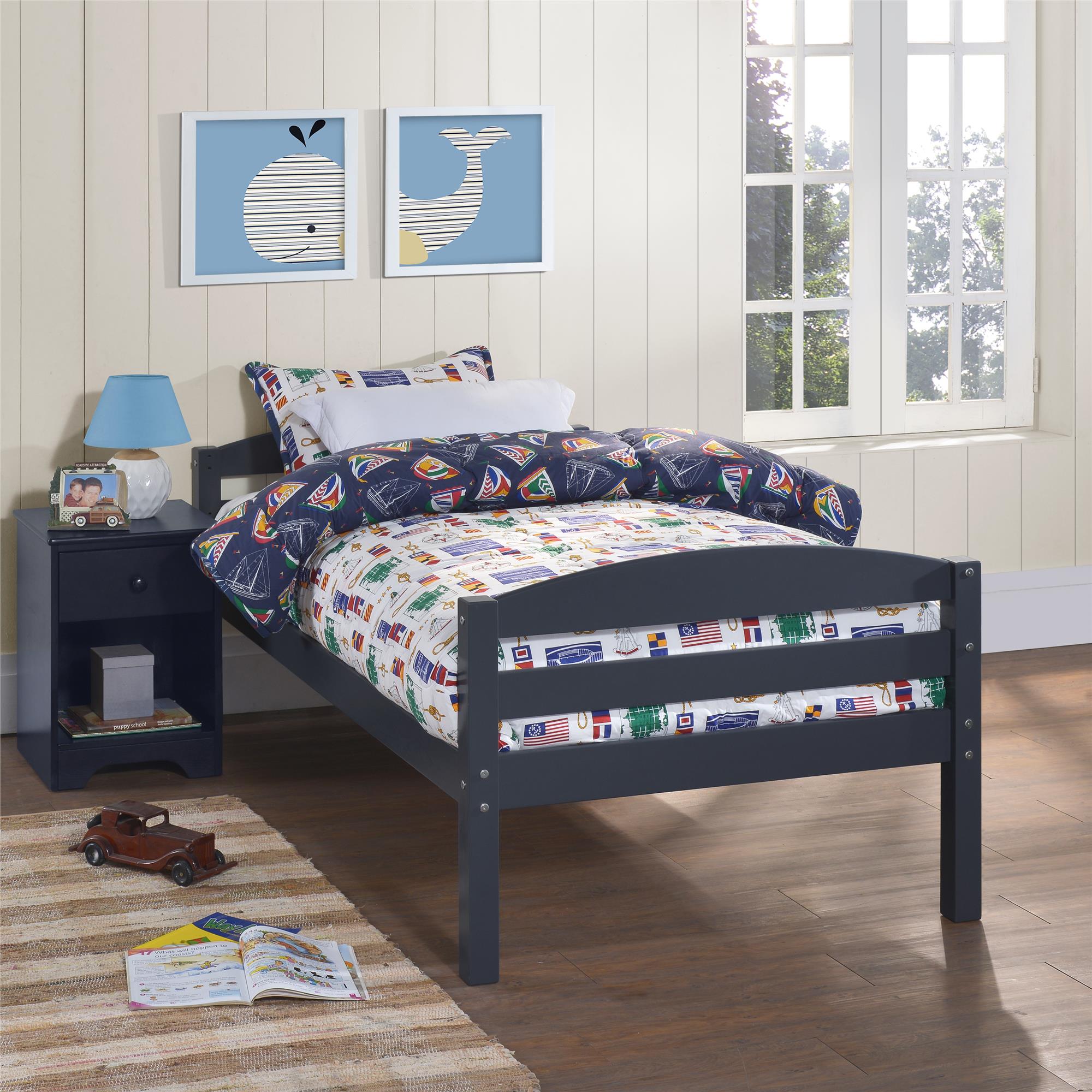 DHP Brady Kids' Wood Bunk Bed - Graphite Blue