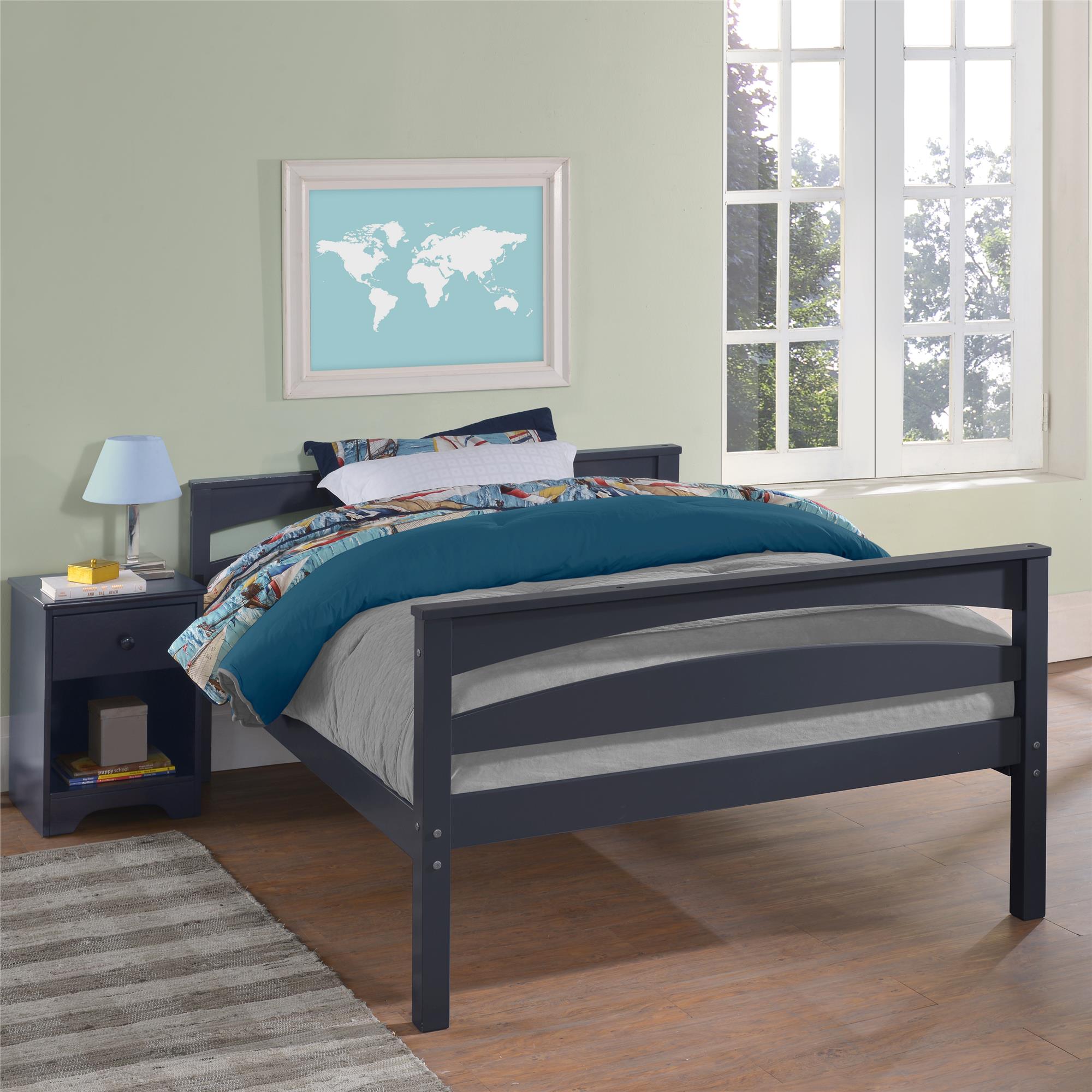 DHP Brady Kids' Wood Bunk Bed - Graphite Blue
