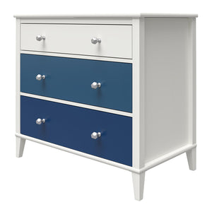Monarch Hill Poppy White 3 Drawer Dresser, Blue Drawers - Blue