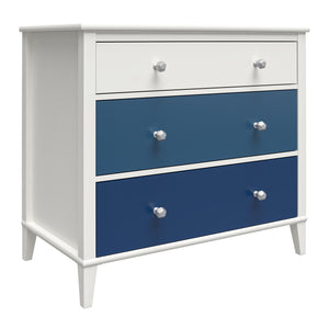 Monarch Hill Poppy White 3 Drawer Dresser, Blue Drawers - Blue