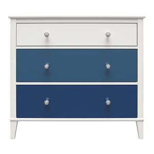 Monarch Hill Poppy White 3 Drawer Dresser, Blue Drawers - Blue