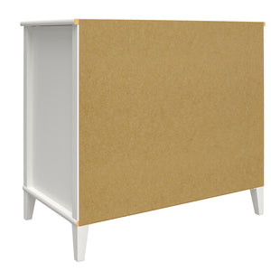 Monarch Hill Poppy White 3 Drawer Dresser, Peach and Taupe Drawers - Peach