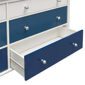 Monarch Hill Poppy White 6 Drawer Dresser, Blue Drawers - Blue