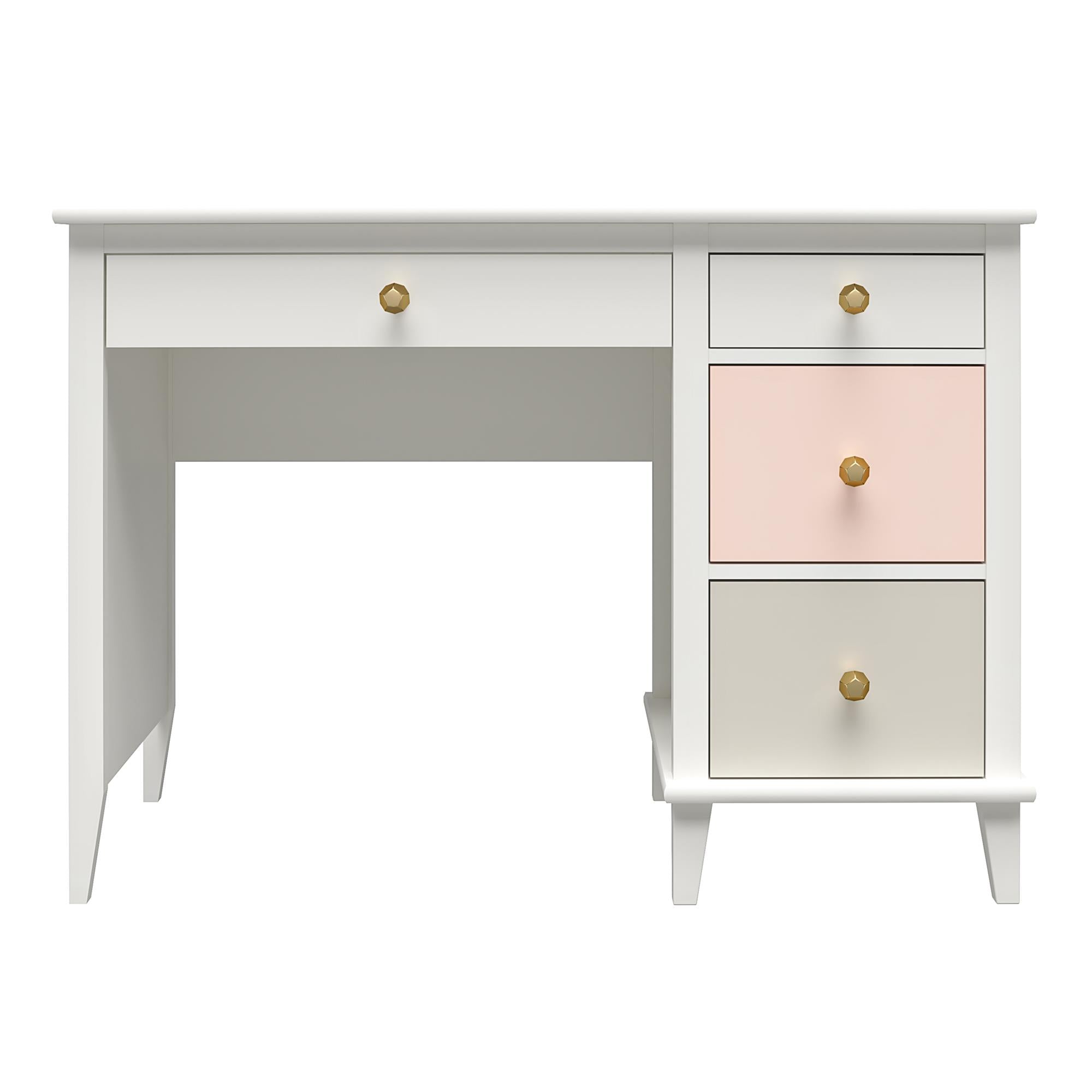 Monarch Hill Poppy Kids' White Desk, Peach and Taupe Drawers - Peach