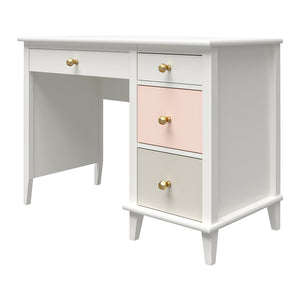 Monarch Hill Poppy Kids' White Desk, Peach and Taupe Drawers - Peach