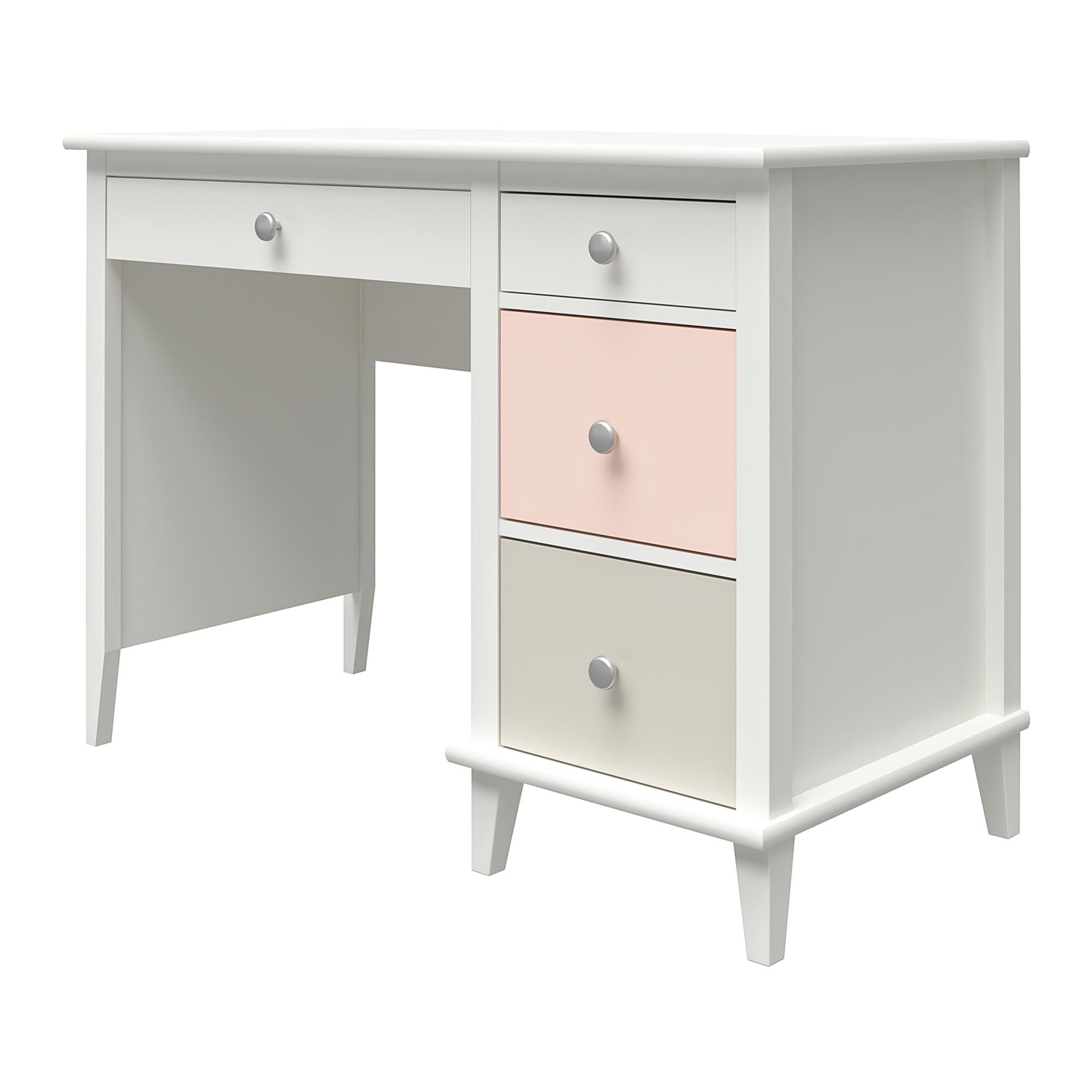 Monarch Hill Poppy Kids' White Desk, Peach and Taupe Drawers - Peach