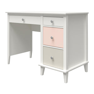 Monarch Hill Poppy Kids' White Desk, Peach and Taupe Drawers - Peach