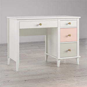 Monarch Hill Poppy Kids' White Desk, Peach and Taupe Drawers - Peach