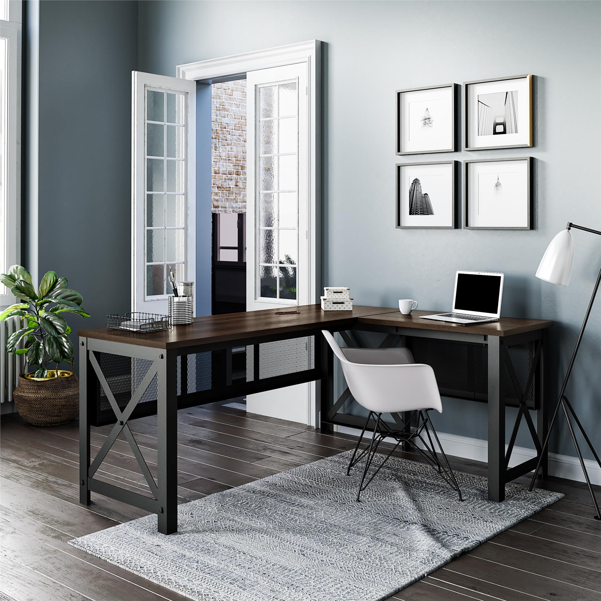 Ameriwood Home Hudson L Desk with Lift Top - Florence Walnut