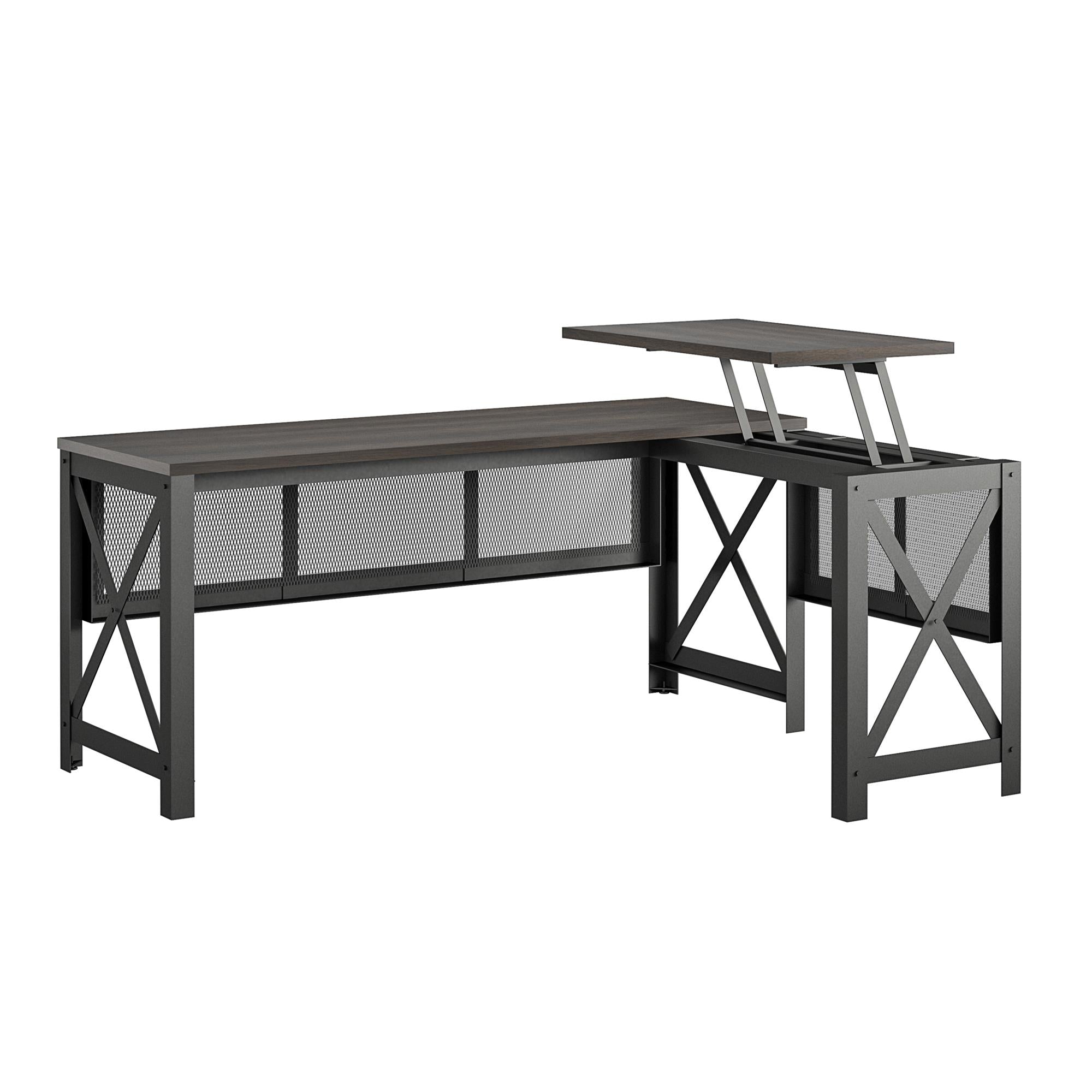 Ameriwood Home Hudson L Desk with Lift Top - Florence Walnut