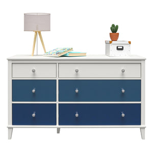 Monarch Hill Poppy White 6 Drawer Dresser, Blue Drawers - Blue