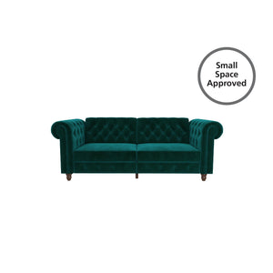 DHP Felix Chesterfield Futon Sofa Bed - Green