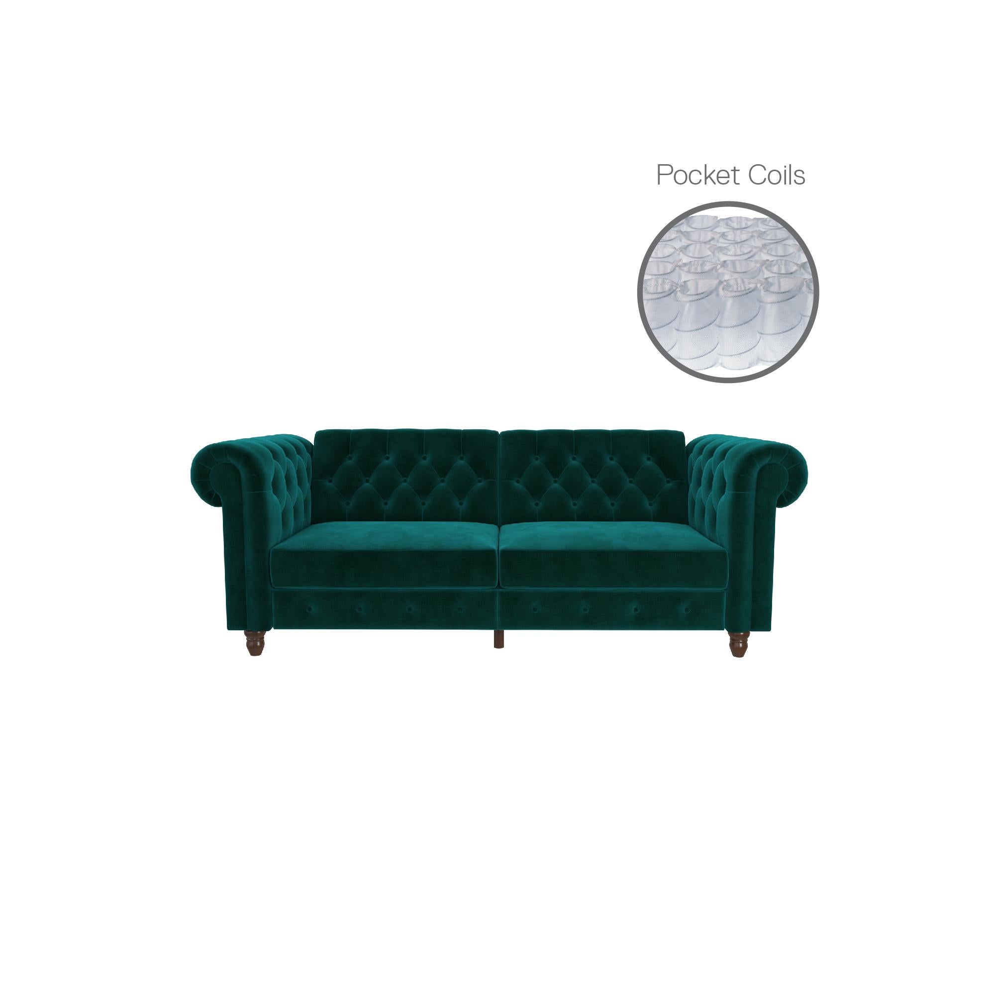 DHP Felix Chesterfield Futon Sofa Bed - Green