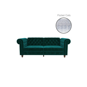 DHP Felix Chesterfield Futon Sofa Bed - Green