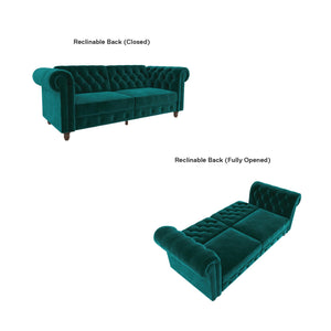 DHP Felix Chesterfield Futon Sofa Bed - Green