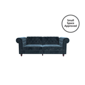 DHP Felix Chesterfield Futon Sofa Bed - Blue Velvet