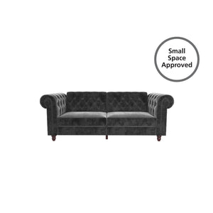 DHP Felix Chesterfield Futon Sofa Bed - Grey Velvet