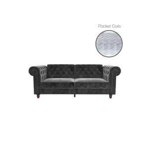 DHP Felix Chesterfield Futon Sofa Bed - Grey Velvet