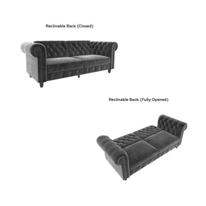 DHP Felix Chesterfield Futon Sofa Bed - Grey Velvet