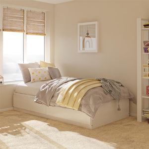 Ameriwood Home Twin Platform Bed with Drawers - Ivory Oak - Twin