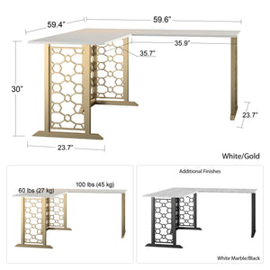 CosmoLiving Ella L Desk - White