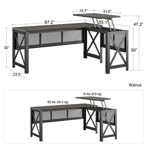 Ameriwood Home Hudson L Desk with Lift Top - Florence Walnut