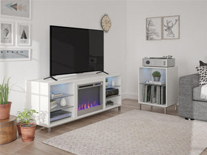 Ameriwood Home Lumina Fireplace TV Stand for TVs up to 70" - White - 66”-70”