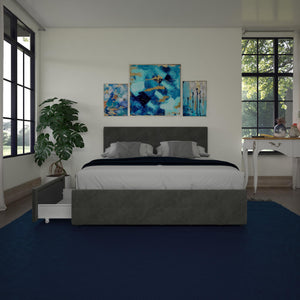 DHP Rose Upholstered Bed Frame with Storage - Grey Velvet - Queen