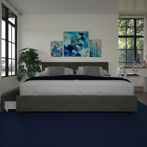 DHP Rose Upholstered Bed Frame with Storage - Grey Velvet - King