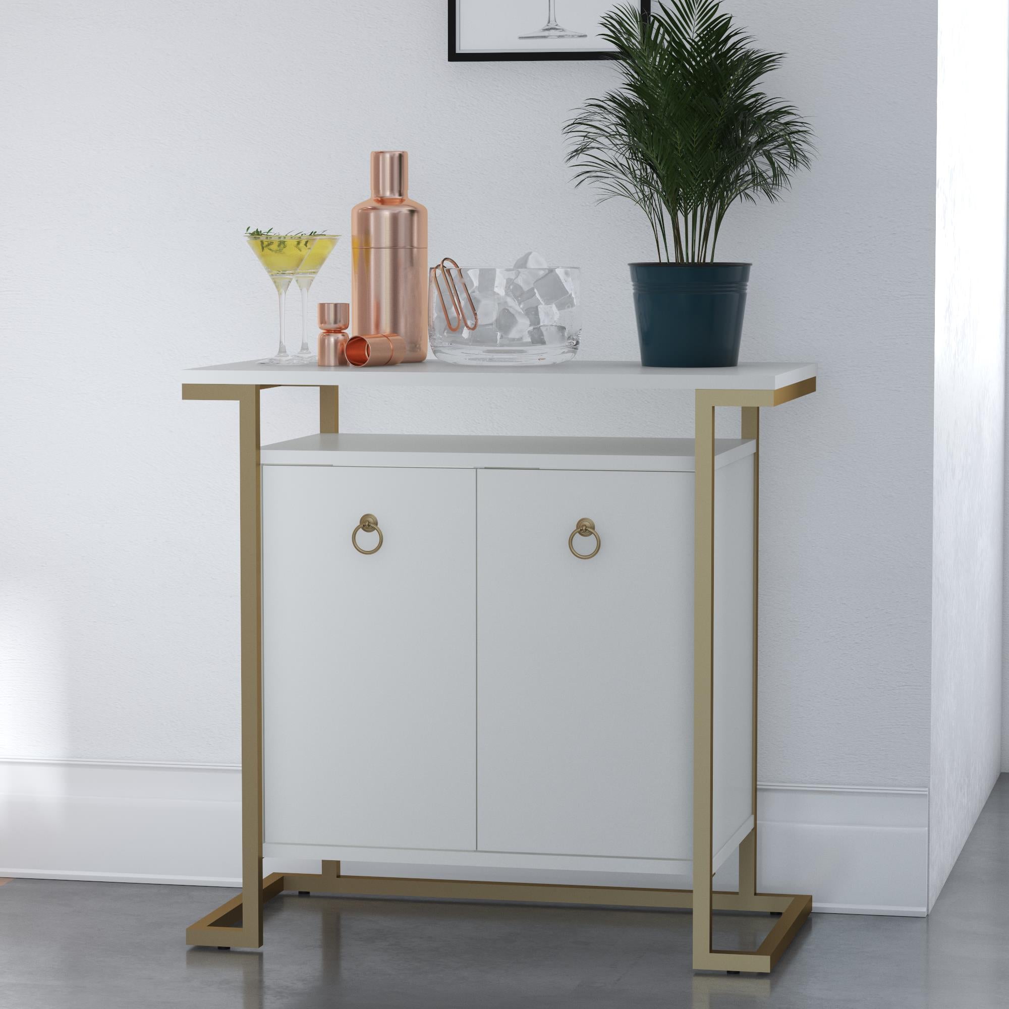 CosmoLiving Camila Bar Cabinet - White