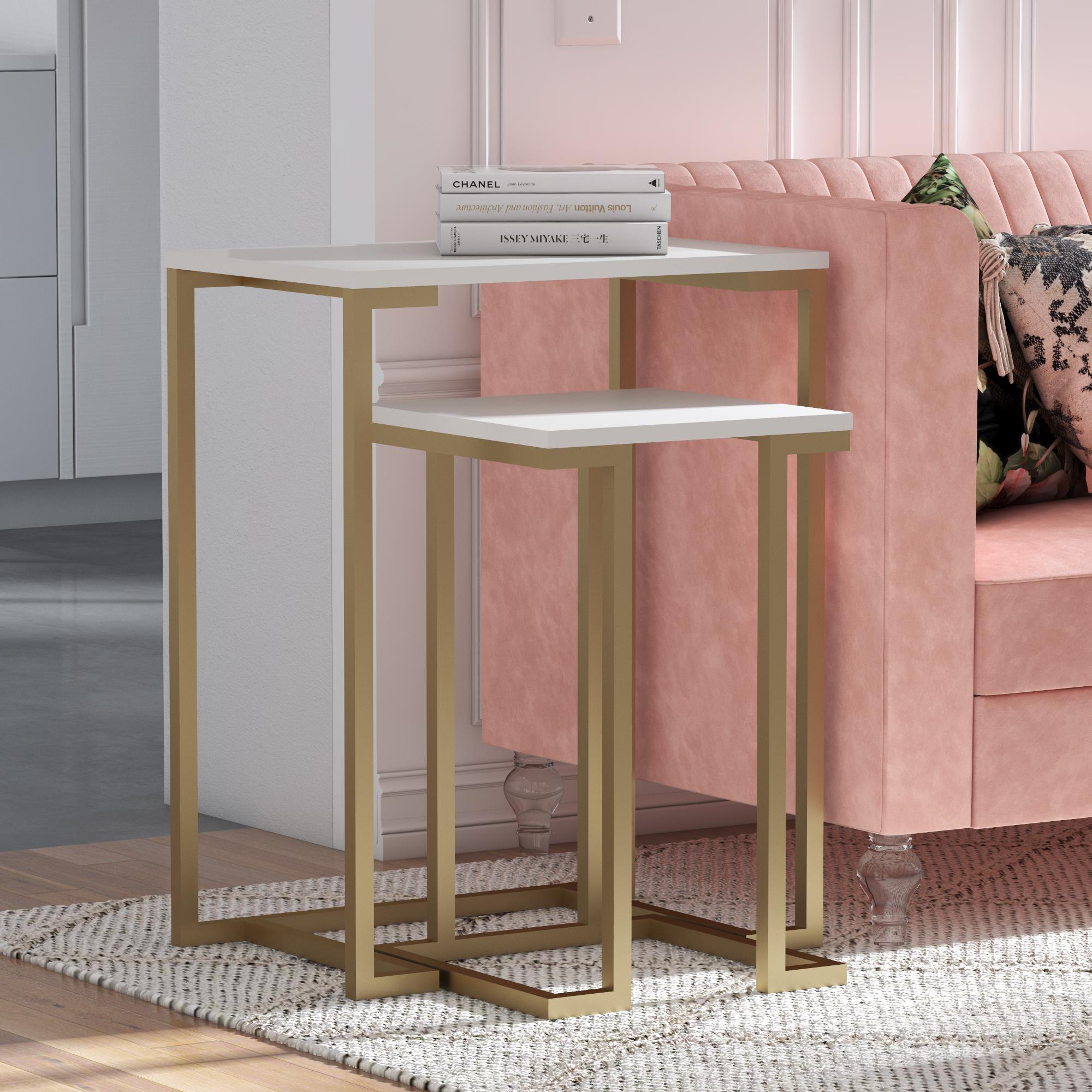 CosmoLiving Camila Nesting Tables/Laptop Desk - White