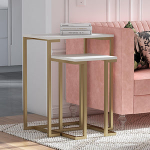 CosmoLiving Camila Nesting Tables/Laptop Desk - White