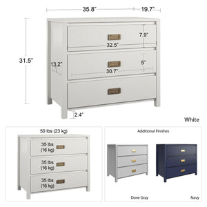 Monarch Hill Haven 3 Drawer White Kids' Dresser - White