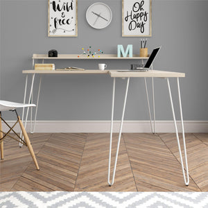 Ameriwood Home Haven L Desk with Riser - Natural/White