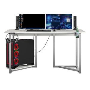 NTense Quest Gaming Desk with CPU Stand - White