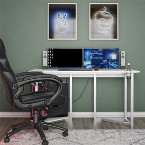NTense Quest Gaming Desk with CPU Stand - White
