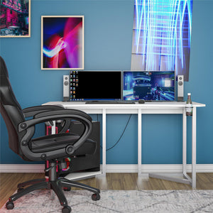 NTense Quest Gaming Desk with CPU Stand - White