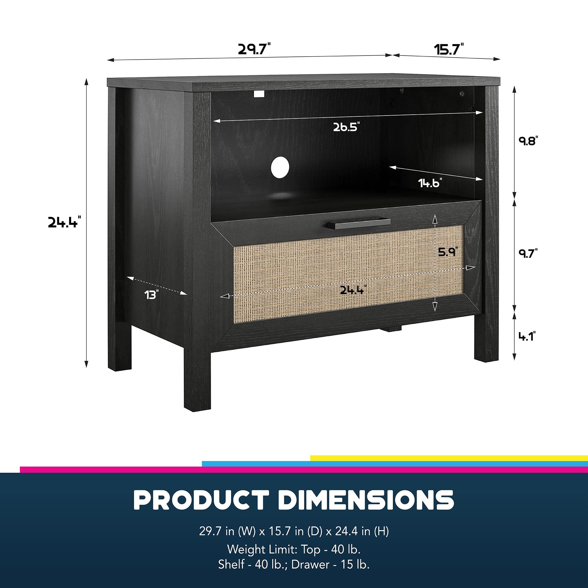 Ameriwood Home Wimberly 1-Drawer Nightstand - Black Oak