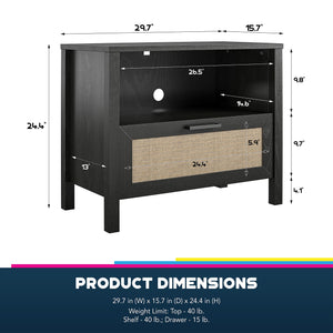 Ameriwood Home Wimberly 1-Drawer Nightstand - Black Oak