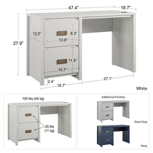 Haven Single Pedestal Desk - Navy