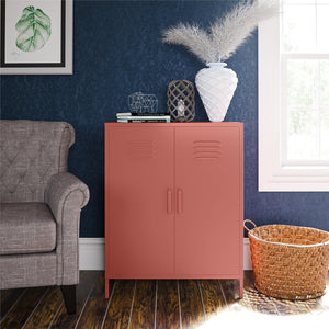 Systembuild Evolution Mission District 2 Door Metal Locker Accent Cabinet - Terracotta