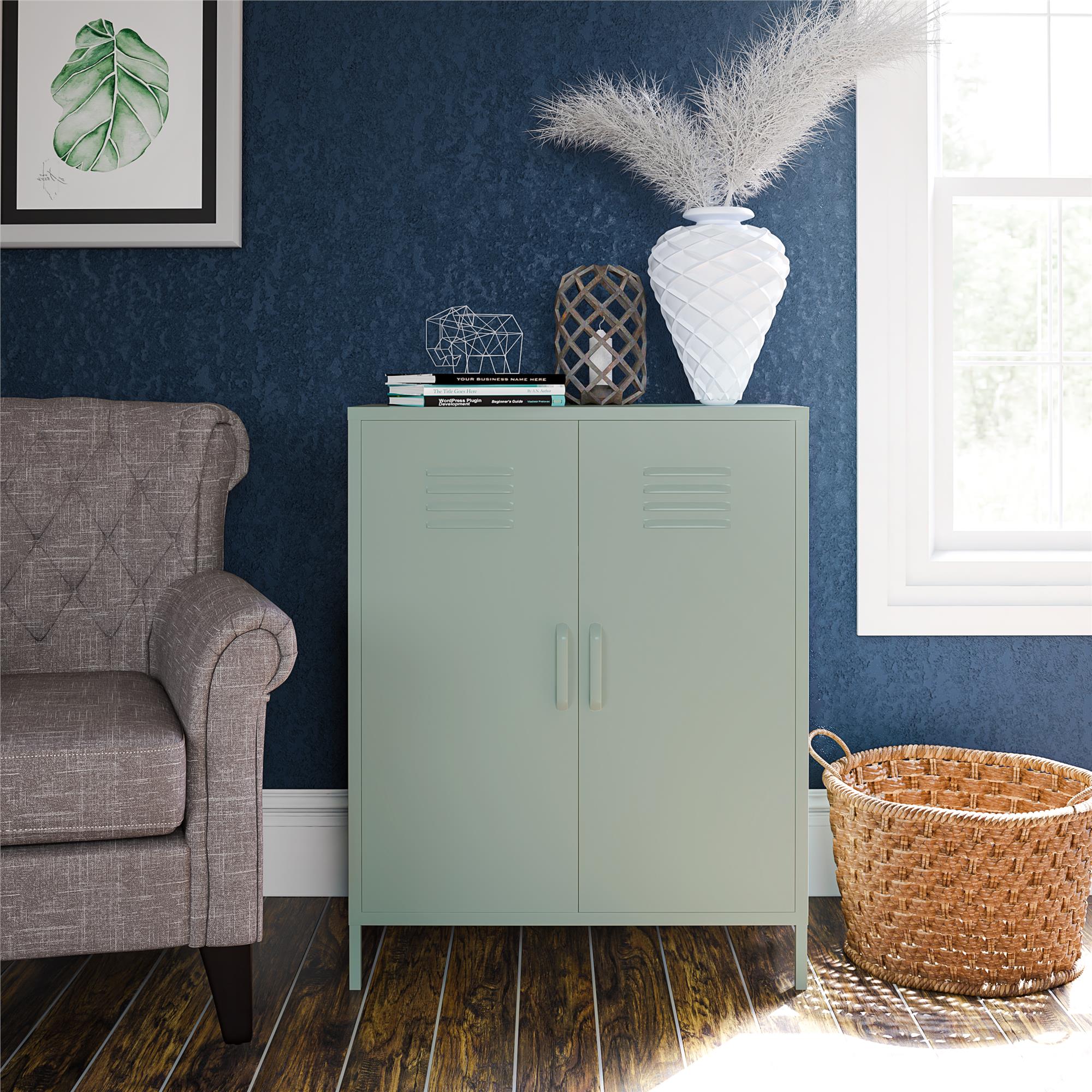 Systembuild Evolution Mission District 2 Door Metal Locker Accent Cabinet - Pale Green