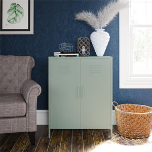 Systembuild Evolution Mission District 2 Door Metal Locker Accent Cabinet - Pale Green