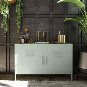 Systembuild Evolution Mission District 2 Door Metal Locker Accent Cabinet - Pale Green
