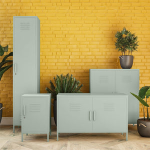 Systembuild Evolution Mission District 2 Door Metal Locker Accent Cabinet - Pale Green