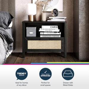 Ameriwood Home Wimberly 1-Drawer Nightstand - Black Oak